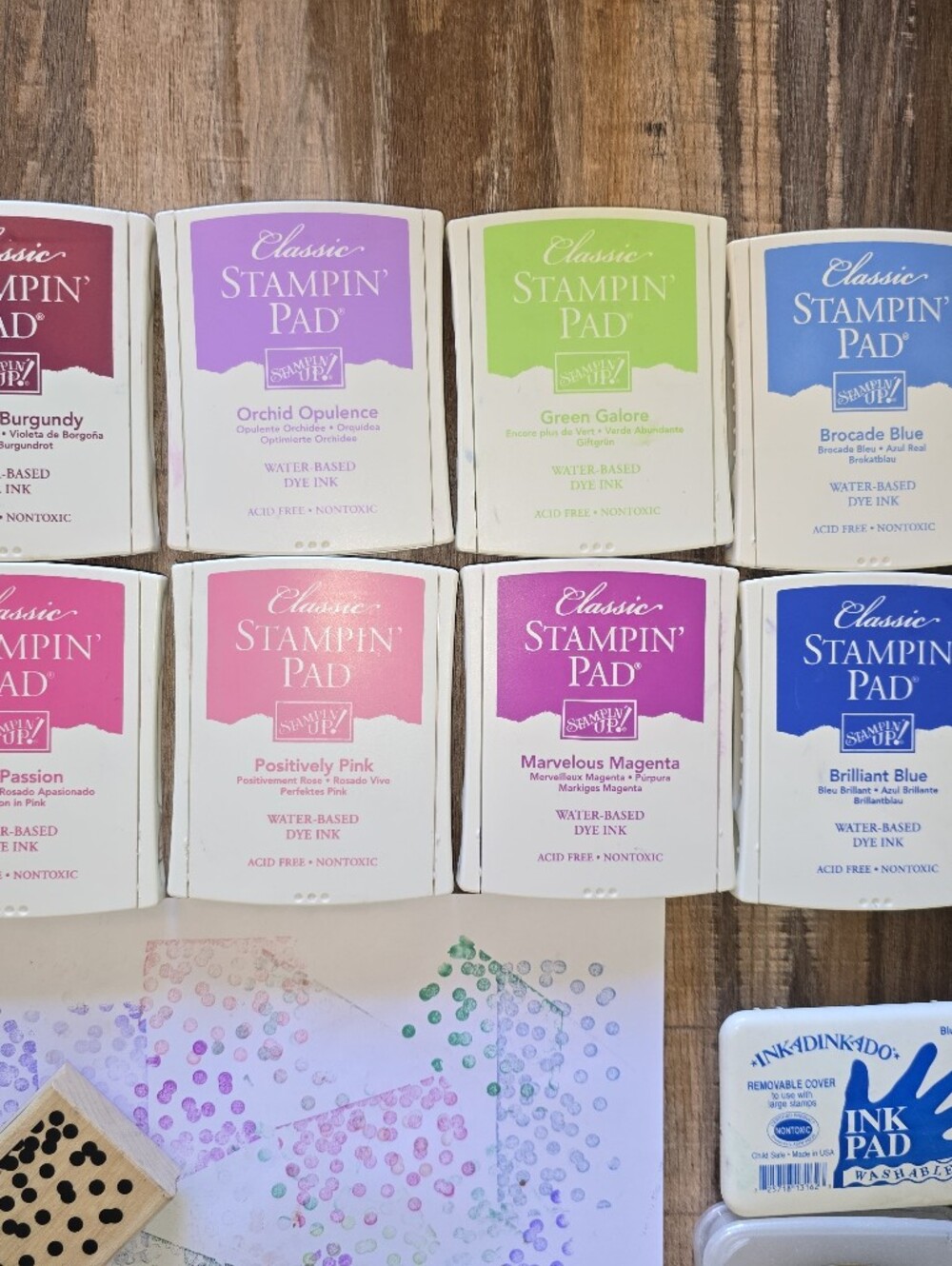 Stampin' Up! Classic Ink Pads in Pink, Purple, Green, Blue, Burgundy